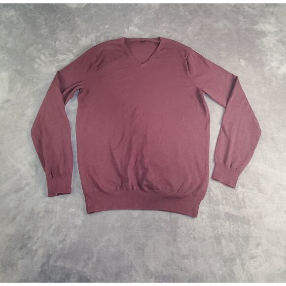 J.Crew Sweater Men's Sz LT Burgundy V-Neck Cotton Cashmere Long Sleeve Pullover - Picture 2 of 10